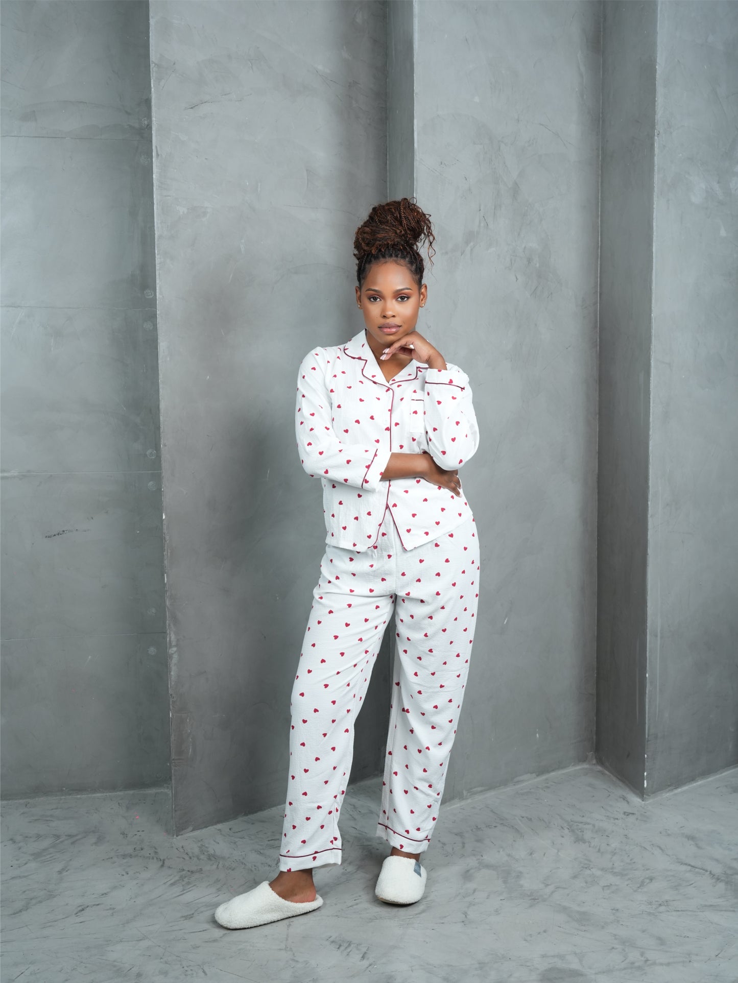 Bubble wrinkle love print pajama
