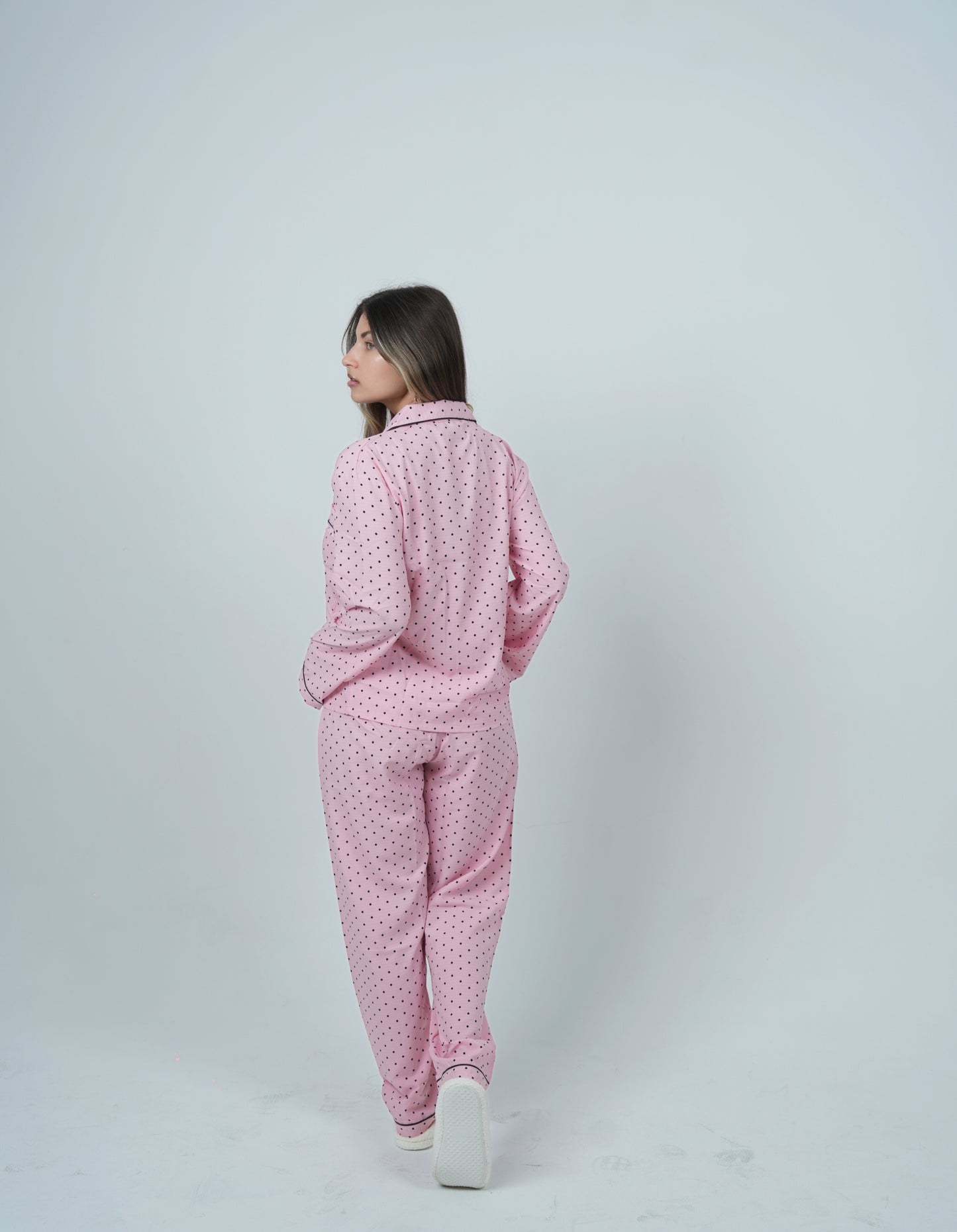 Polka dot printed long sleeve pajama