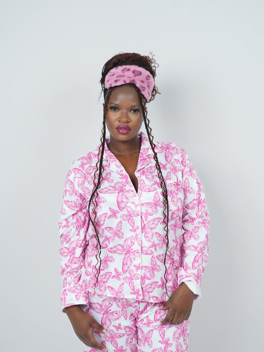 Elegant allover butterfly print pajama set