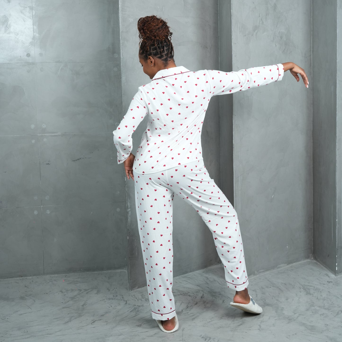 Bubble wrinkle love print pajama