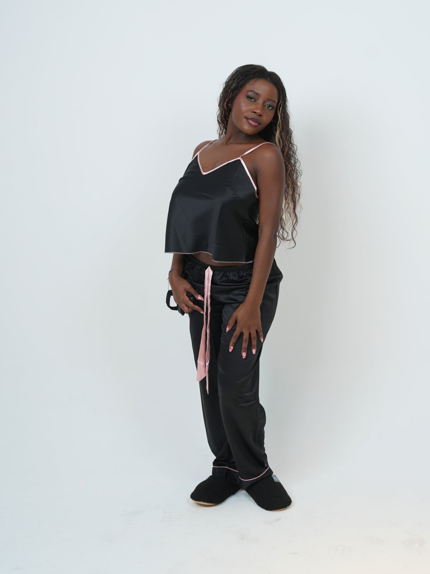 Fashionable and sexy V neck suspender long pajamas