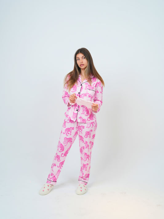 Casual tiger print pajama set