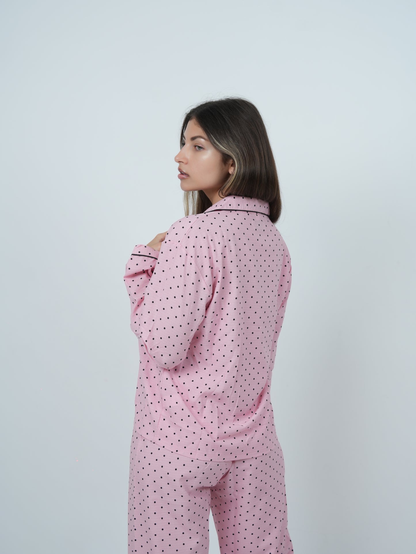 Polka dot printed long sleeve pajama