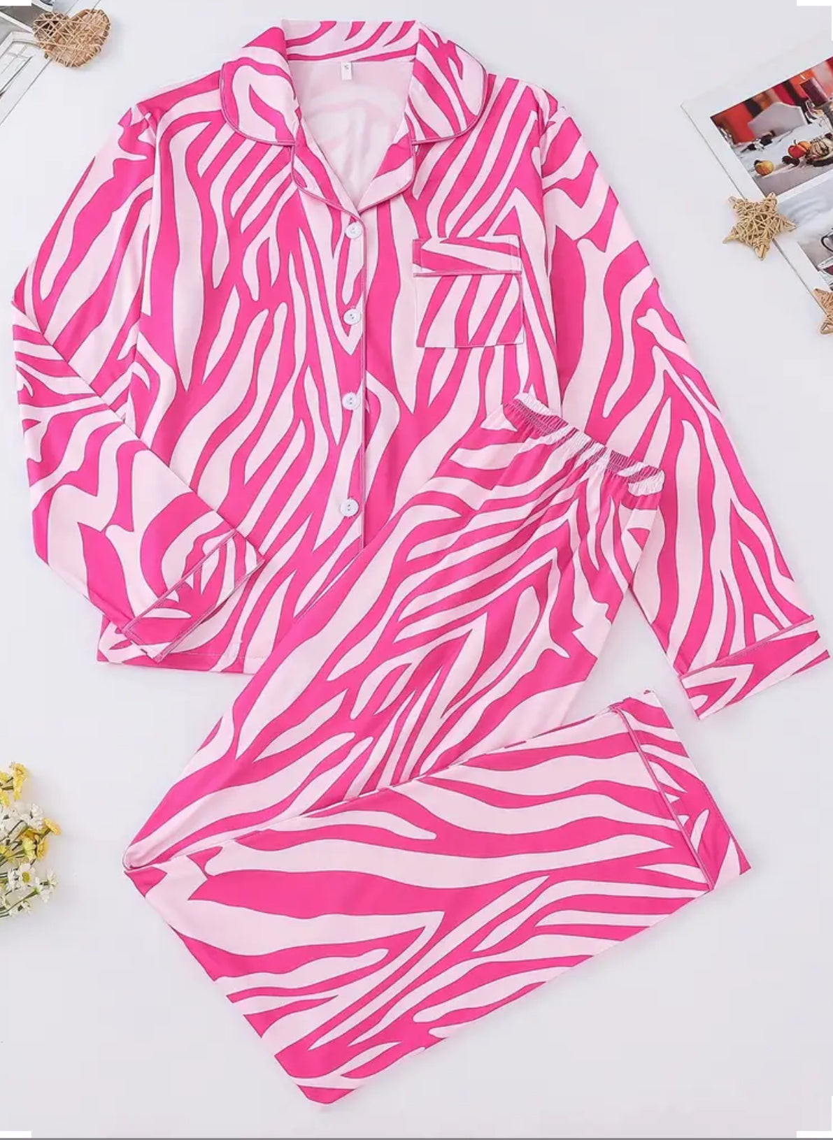 Pink zebra stripe pajama