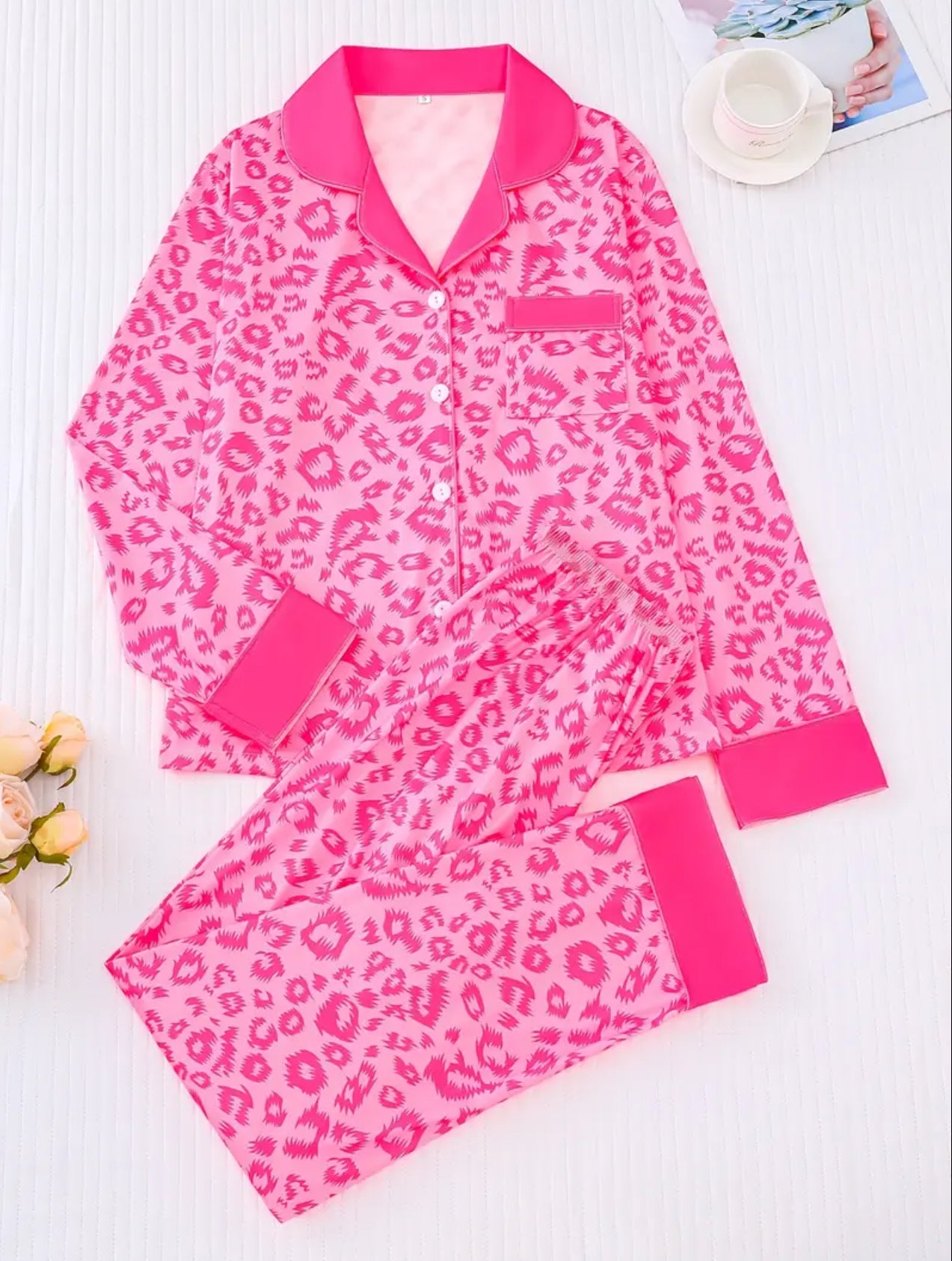 Pink leopard print pajama