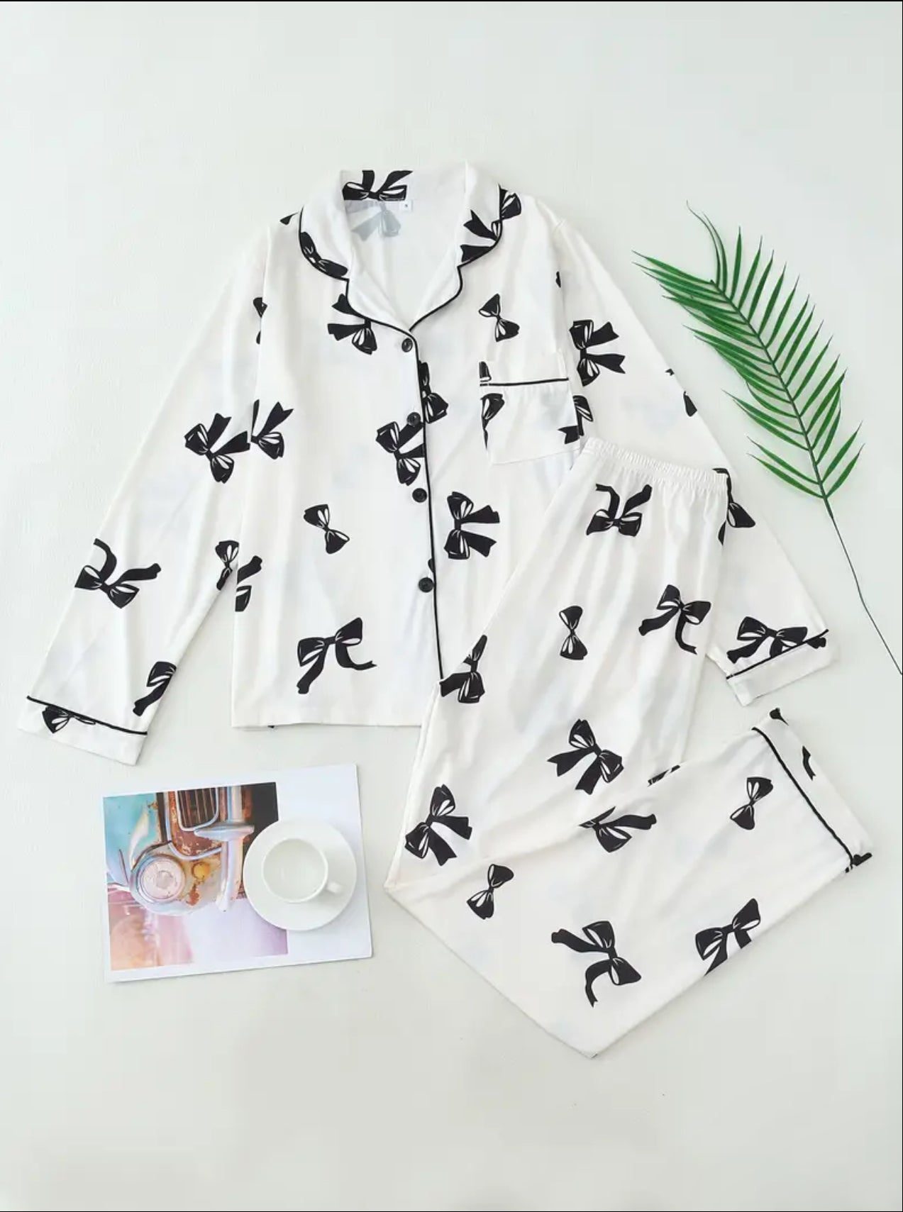 White bow print lounge Pajama set