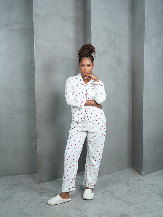 Bubble wrinkle love print pajama