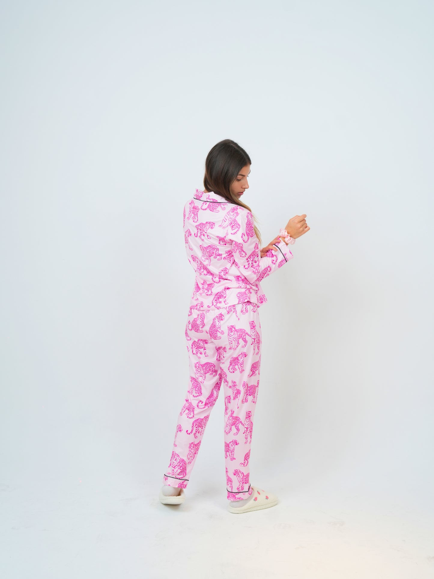 Casual tiger print pajama set